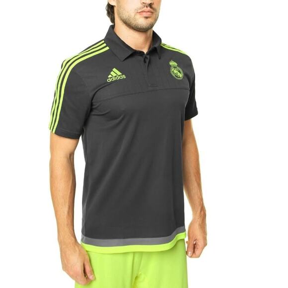 Real Madrid 2015 Adidas Polo T-Shirt Football Shirt Soccer Jersey Gray Size XS